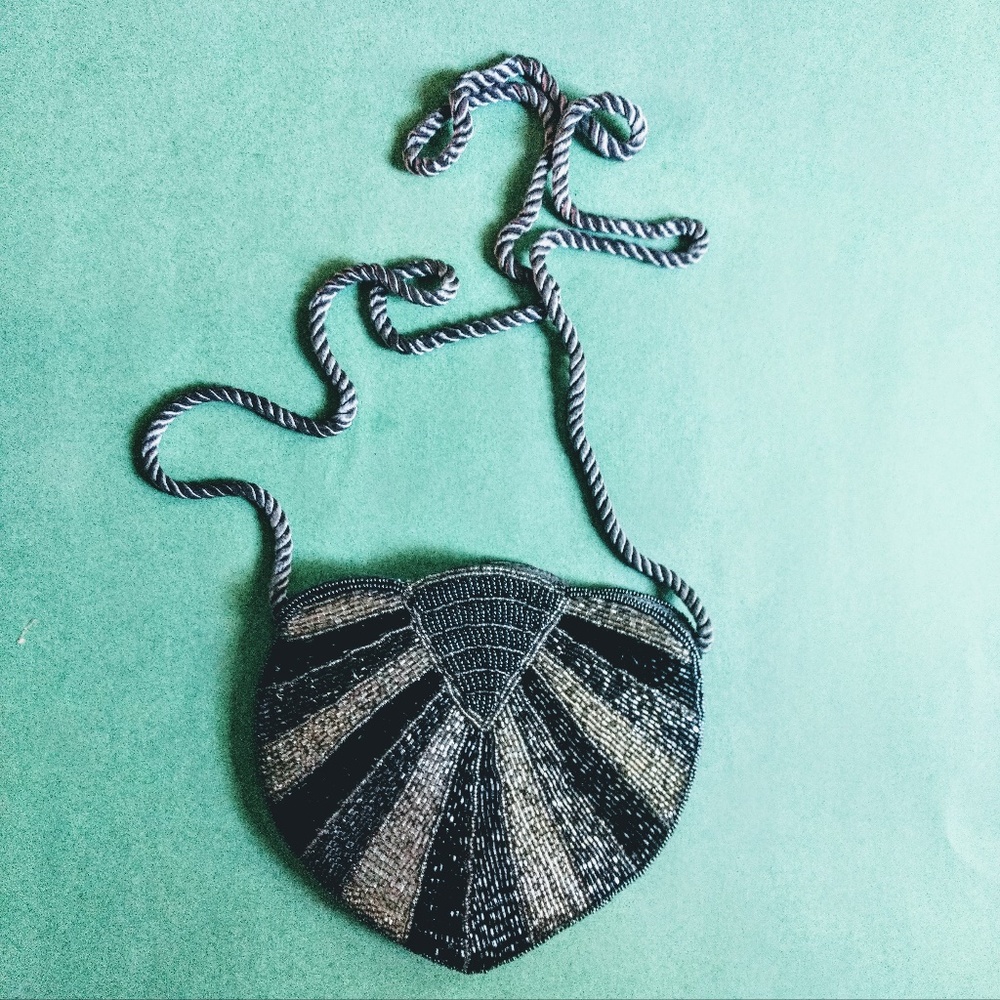 Silver, Grey and Black Channel Beaded purse, NWOT